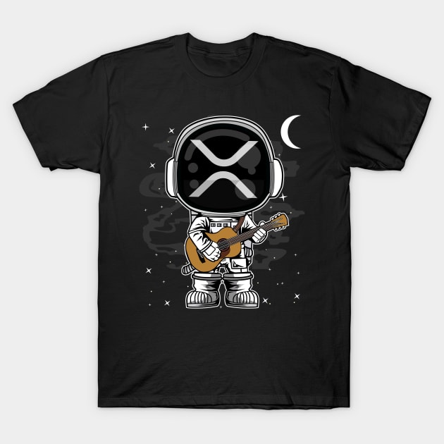 Astronaut Guitar Ripple XRP Coin To The Moon Crypto Token Cryptocurrency Blockchain Wallet Birthday Gift For Men Women Kids T-Shirt by Thingking About